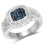 0.28 Carat Genuine Blue and White Diamond Sterling Silver Ring