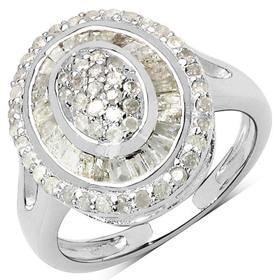 1.08 Carat Genuine White Diamond Sterling Silver Engagement Ring