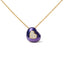 Collier pendentif en cœur en or jaune 18K avec émail bleu et diamants