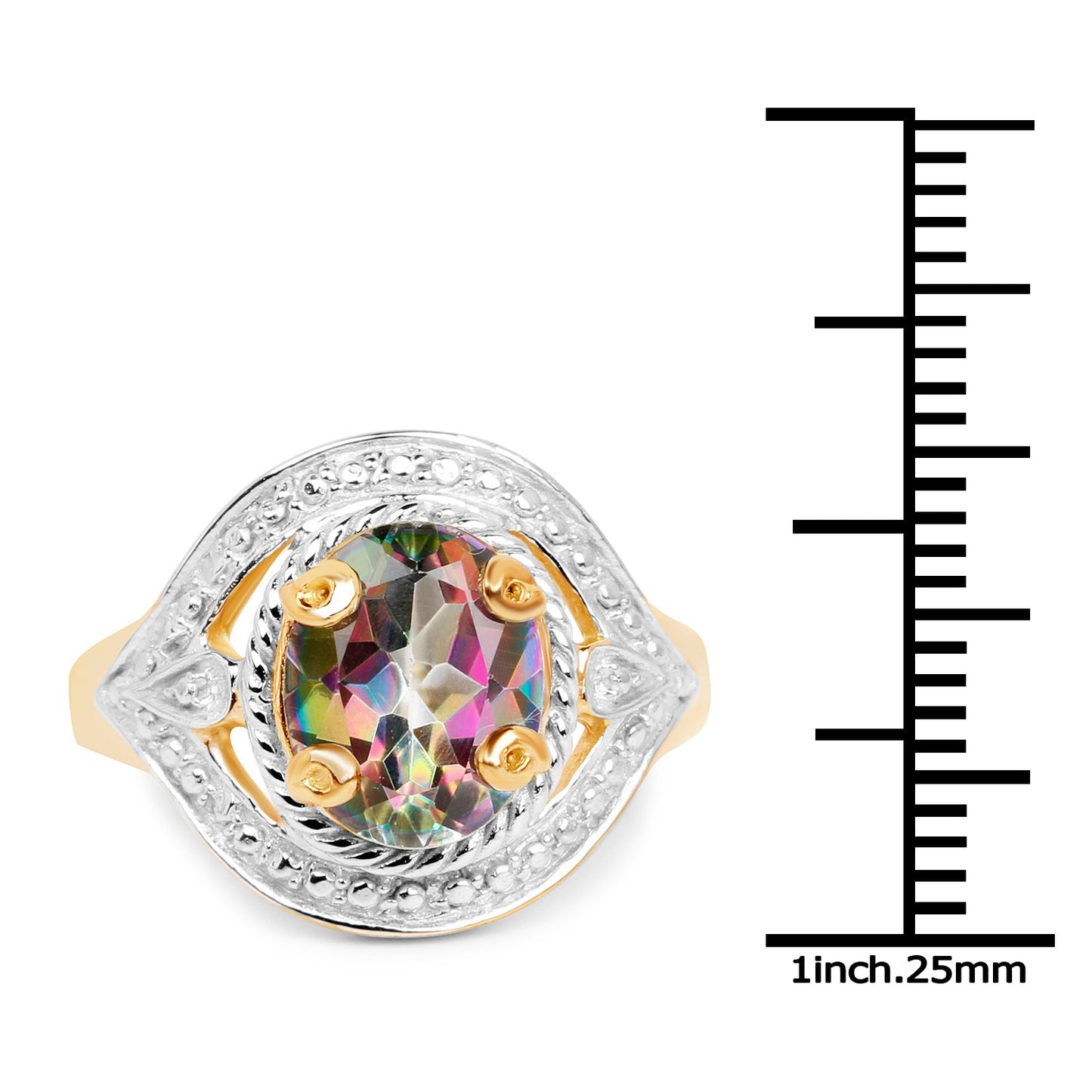 Bague en Quartz Mystique Plaqué Or Jaune 14K de 3,15 Carats
