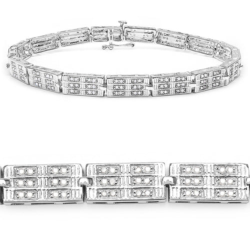 Bracelet de tennis en diamant blanc véritable de 1,16 carat en argent plaqué or blanc 14K