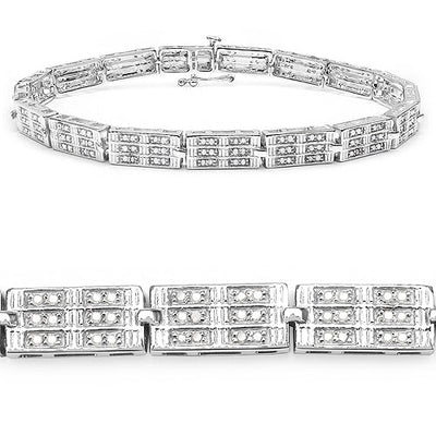1.16 Carat Genuine White Diamond Tennis Bracelet in 14K White Gold Plated Silver