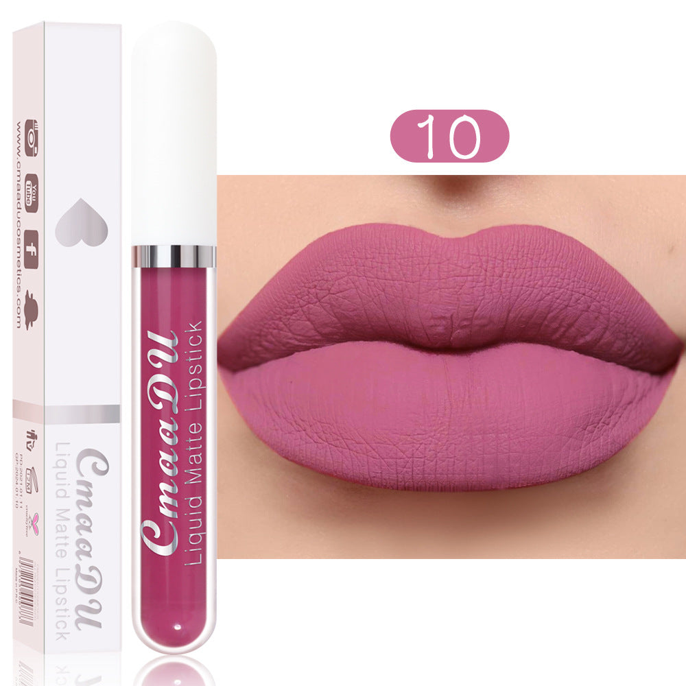 CmaaDu Pintalabios Mate de 18 Colores - Impermeable y de Larga Duración