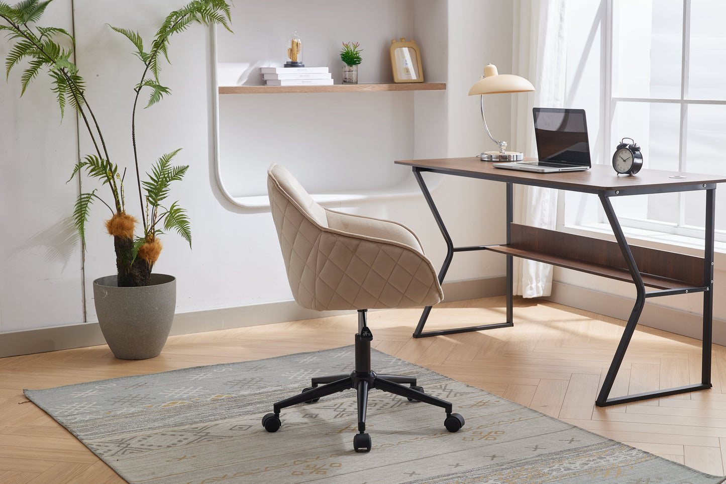 Velvet Office Desk Chair, Modern Home Desk Chair with Wheels , Vanity Chairs for Living Room, Bedroom,Study Room - Korvel