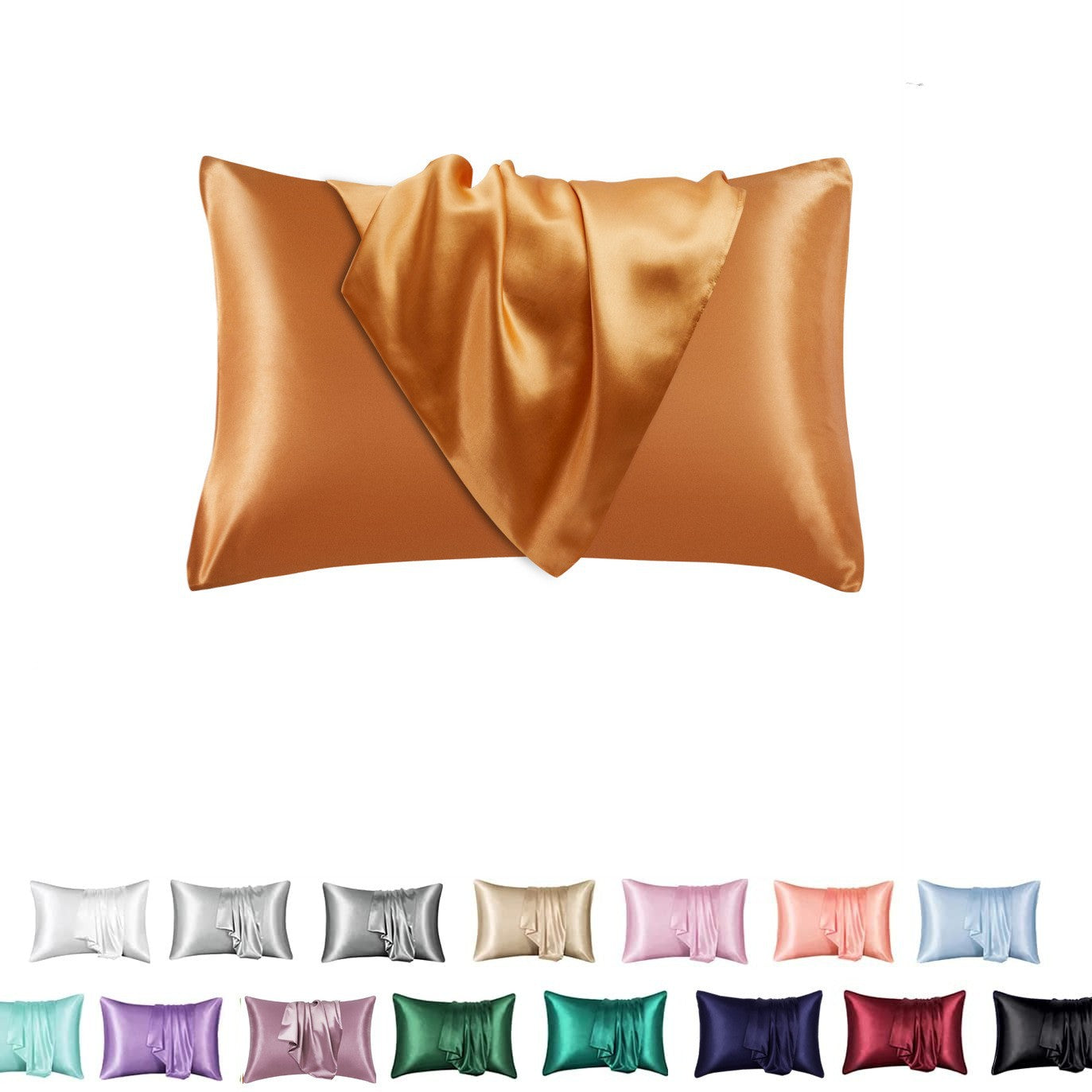 Simulation silk solid color polyester pillowcase envelope pillow pillow cases pillow pair multi-color - Korvel