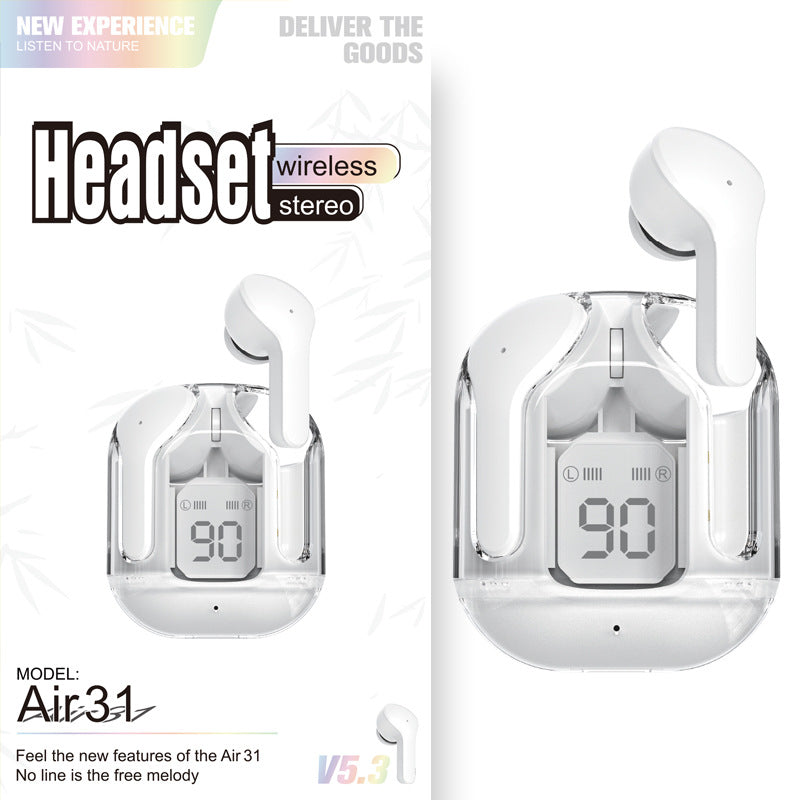Mini Transparent Wireless Bluetooth Headset with Digital Display