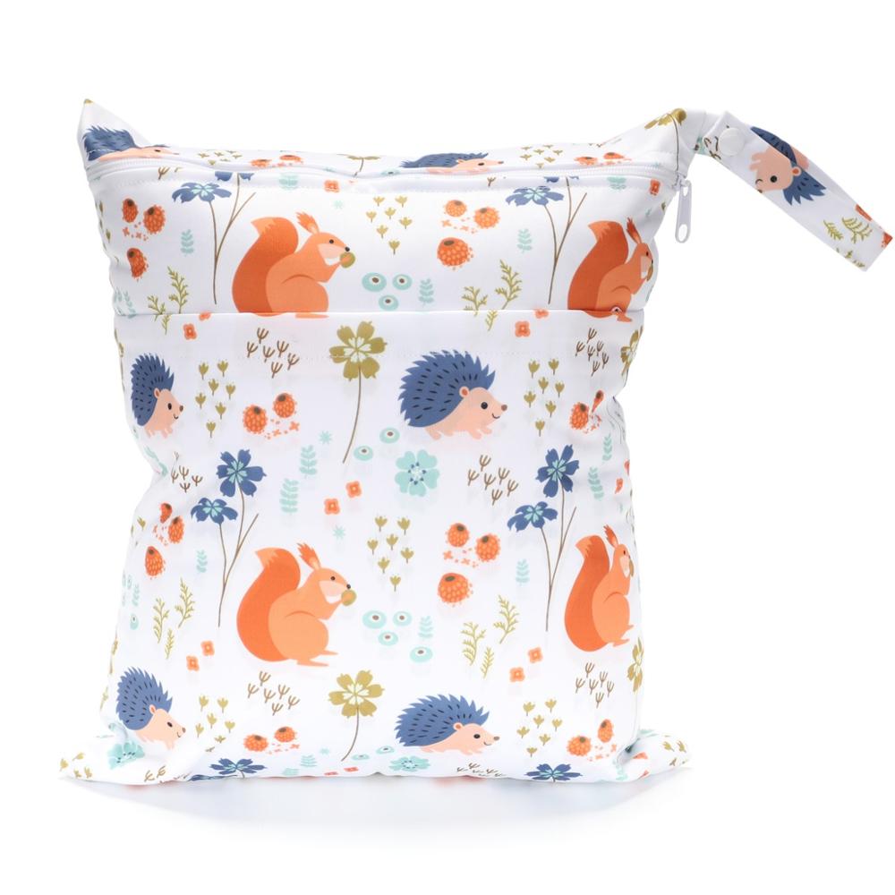 [Sigzagor]Wet Dry Bag With Two Zippered For Baby Diapers Nappies Waterproof Reusable 36cmx29cm - Korvel
