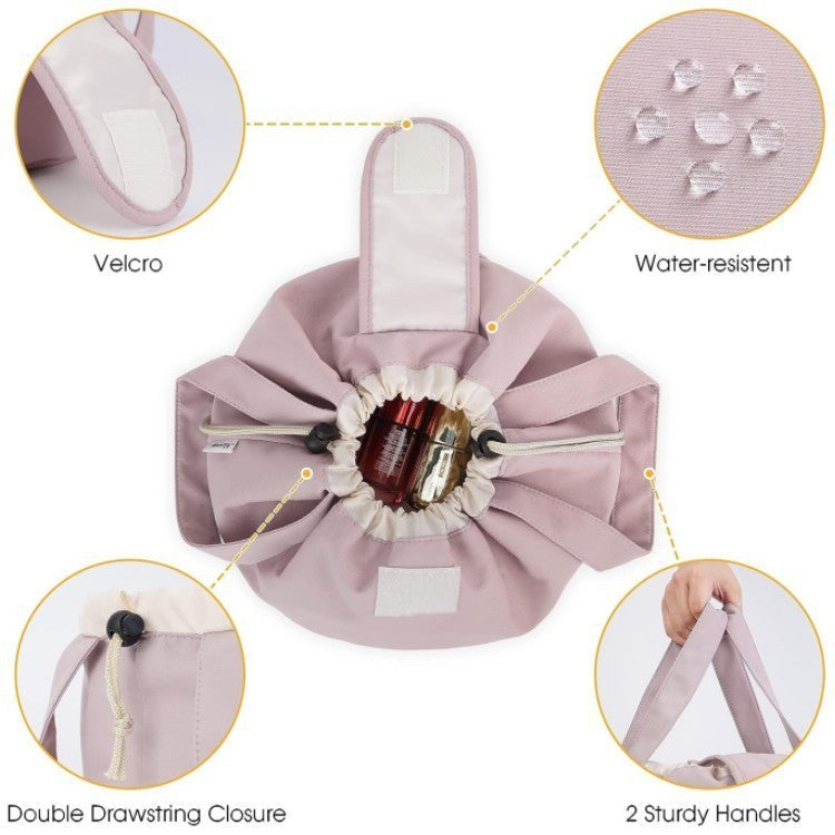 Large Capacity Barrel Drawstring Makeup Bag for Women