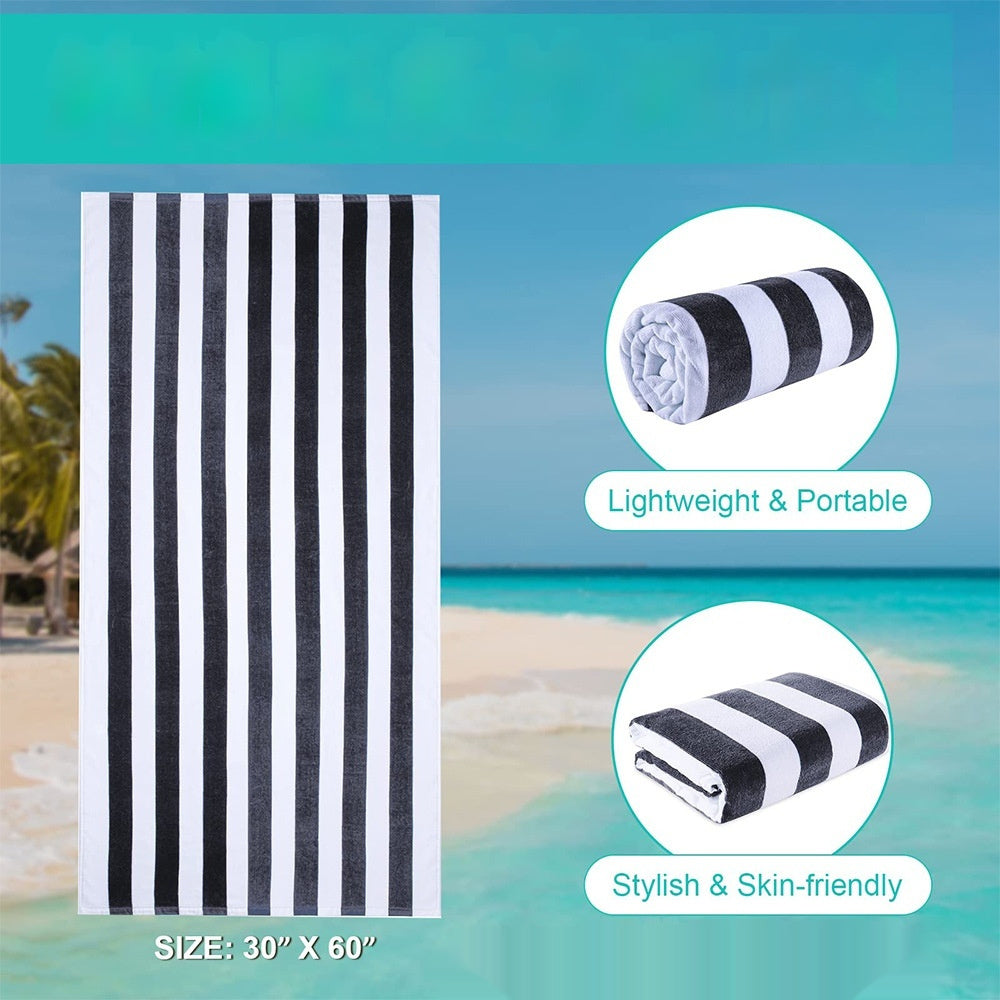 Quick-Drying Striped Cotton Beach Towel