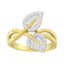 10K Yellow Gold Diamond Leaf Cocktail Ring - Size 7