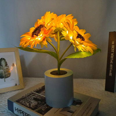 Rechargeable Sunflower LED Simulation Night Light Room Bedhead Decoration Atmosphere Light Birthday Gift for Girls - Korvel
