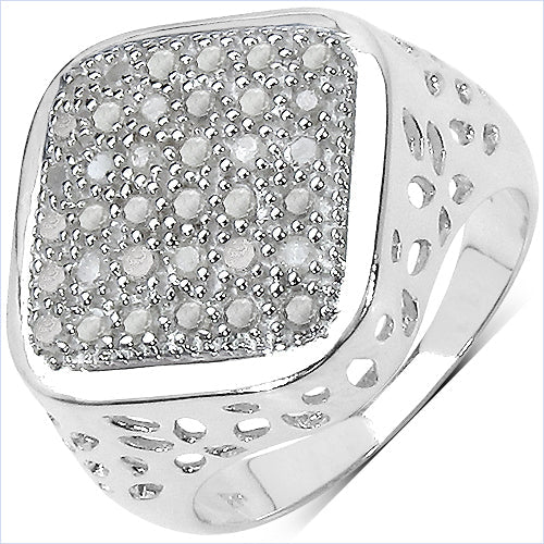 0.54 Carat Genuine White Diamond Sterling Silver Engagement Ring