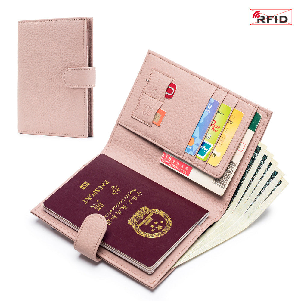Bolso de Pasaporte Ultra Delgado de Cuero con Protección RFID