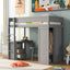 Wood Twin Size Loft Bed with Wardrobes and 2-Drawer Desk with Cabinet Gray - Korvel
