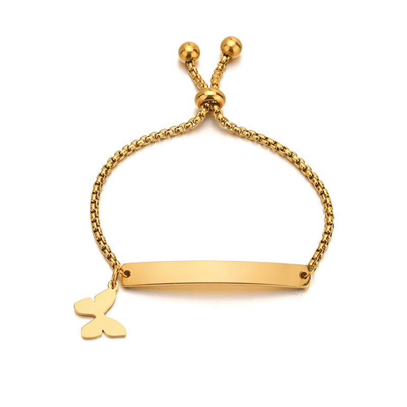 Stainless steel personalized engraved three color curved bracelet simple and personalized women's bracelet - Korvel