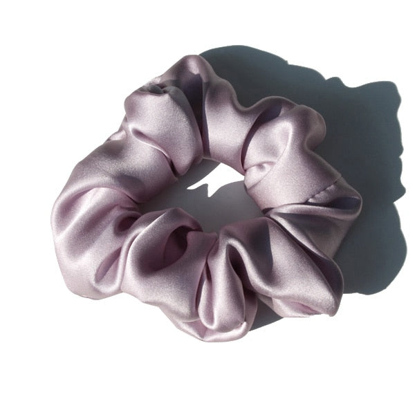 Pure Silk Large Scrunchies Ropes Hair Bands Ties Elastics Ponytail Holders for Women Girls Hair Accessories 19 Momme 3.5CM - Korvel