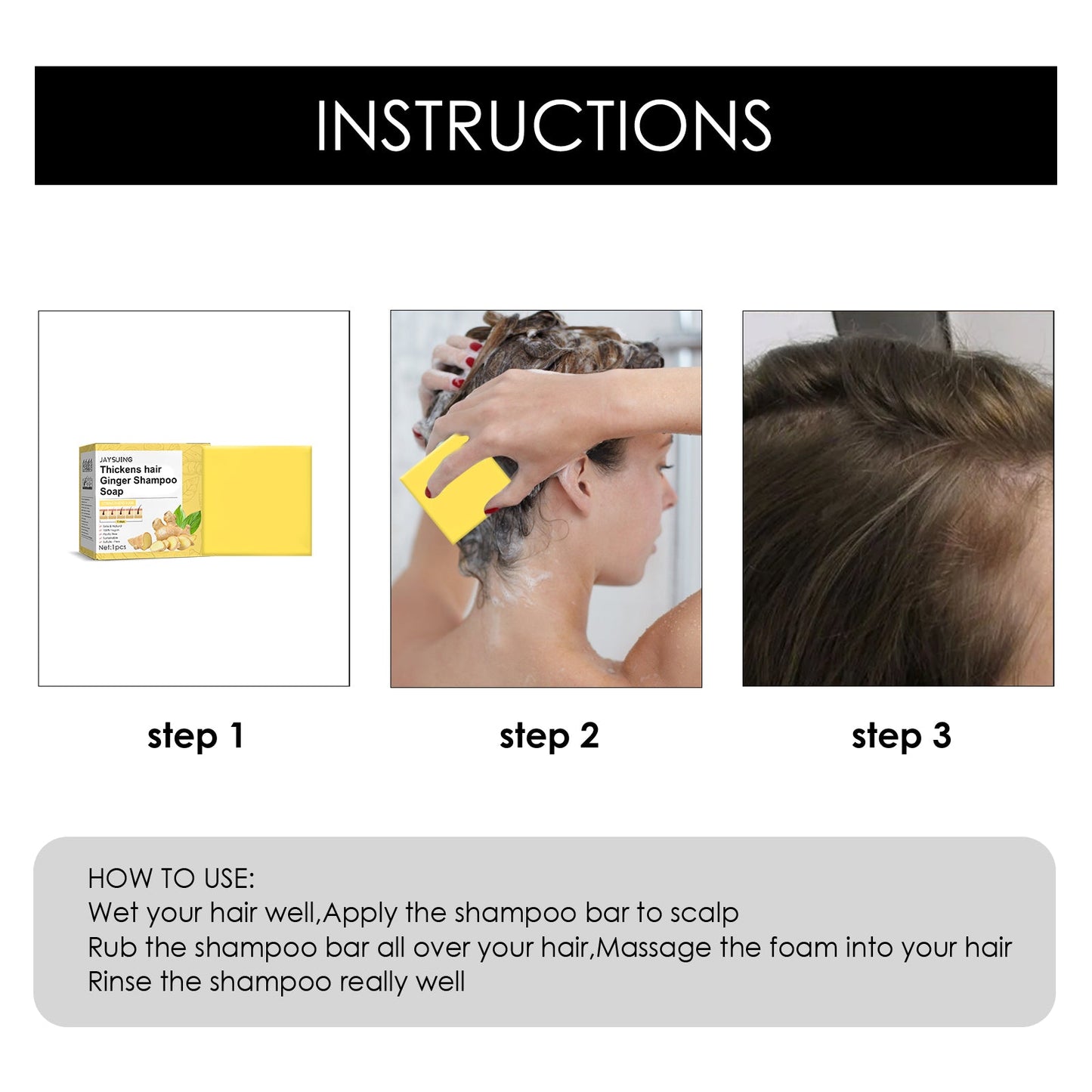 Ginger Dense Hair Soap, Moisturizes Hair Ends And Roots Cleansing Scalp Hair Care Shampoo Soap - Korvel