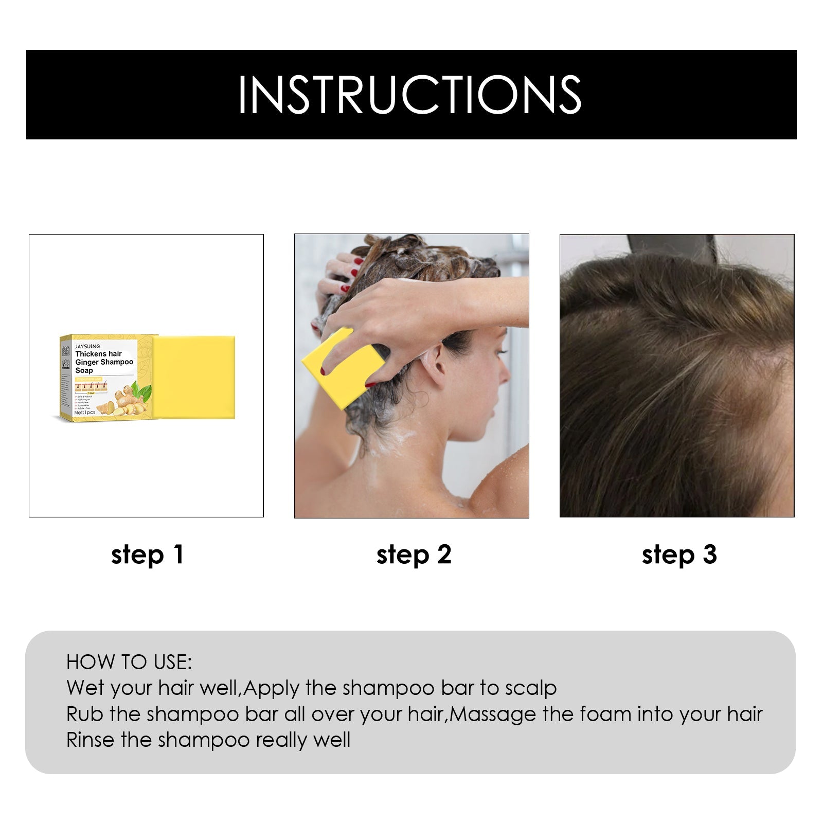 Ginger Dense Hair Soap, Moisturizes Hair Ends And Roots Cleansing Scalp Hair Care Shampoo Soap - Korvel