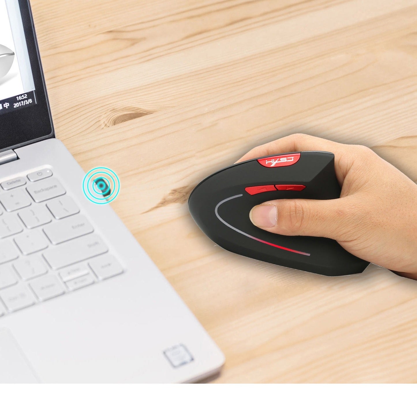 New Wireless Mouse 2.4G Vertical Health Mouse External Battery 6D Design Computer Office - Korvel