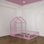 Wooden Full Size Children's Bed with Detachable Headboard and Integrated Clothes Drying Rack, Pink - Korvel