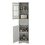 Tall Bathroom Cabinet, Freestanding Storage Cabinet with Drawer and Doors, MDF Board, Acrylic Door, Adjustable Shelf, Grey - Korvel