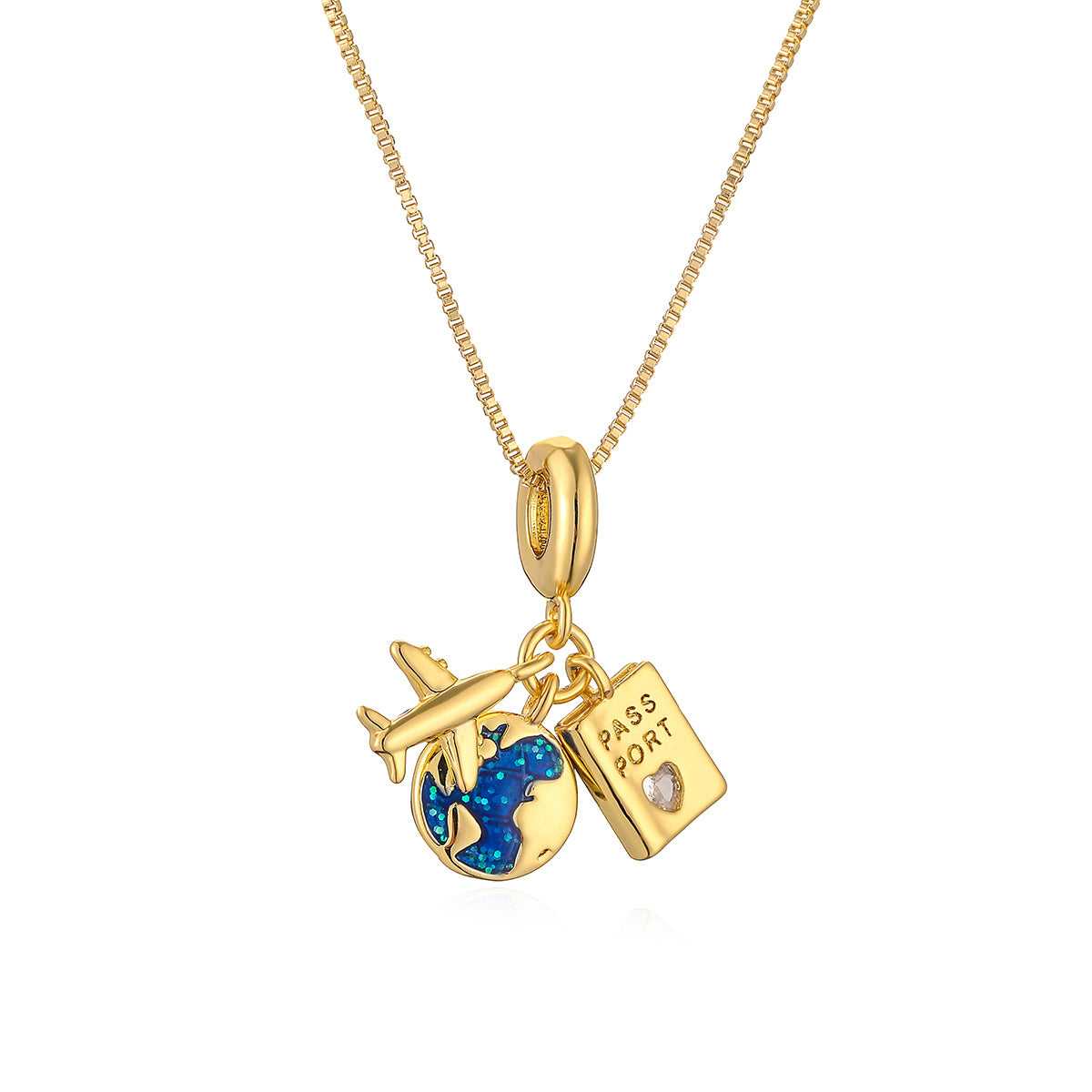 Elegant Copper Gold Plated Zircon Camera Pendant Necklace
