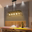 5-light farmhouse pendant light, metal pendant light island fixture, modern rectangular island light, pure black (no bulb) - Korvel