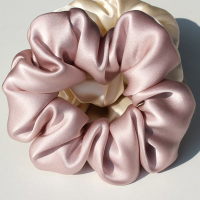 Pure Silk Large Scrunchies Ropes Hair Bands Ties Elastics Ponytail Holders for Women Girls Hair Accessories 19 Momme 3.5CM - Korvel