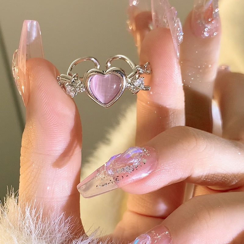 Anillo de Diamante de Circonita de Color Dopamina Love para Mujeres