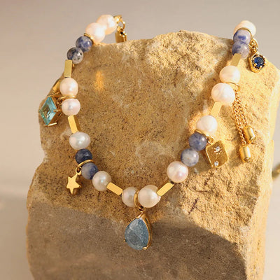 Natural stone freshwater pearl necklace necklace collarbone chain for girls - Korvel
