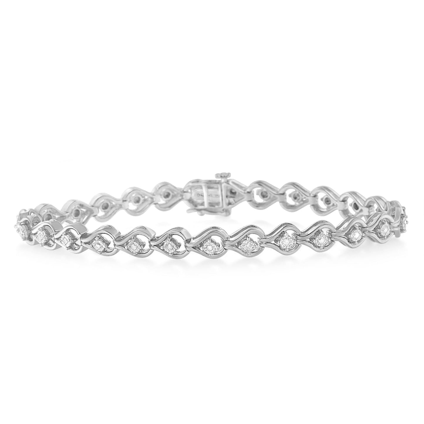 Pulsera de eslabones de diamante en forma de lágrima de plata esterlina .925