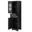 Tall Bathroom Cabinet, Freestanding Storage Cabinet with Drawer and Doors, MDF Board, Acrylic Door, Adjustable Shelf, Black - Korvel