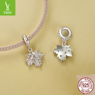 Sparkling Maple Leaf Pendant - 925 Silver Charm