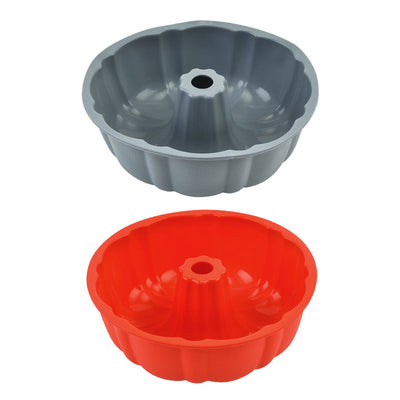 10-inch Non-Stick Silicone Bundt Pan - Multipurpose Baking Mold for Cakes, Jello & Gelatin - Korvel