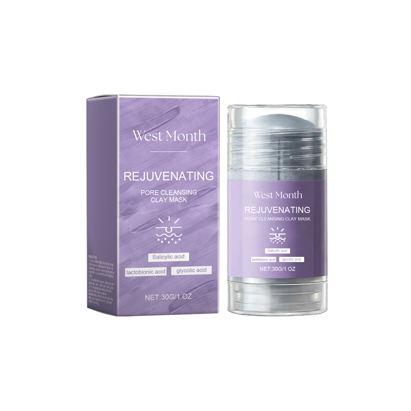 Pore Cleaning Mud Mask Stick, Gentle Clean Delicate Skin Refreshing Moisturizing Mask - Korvel