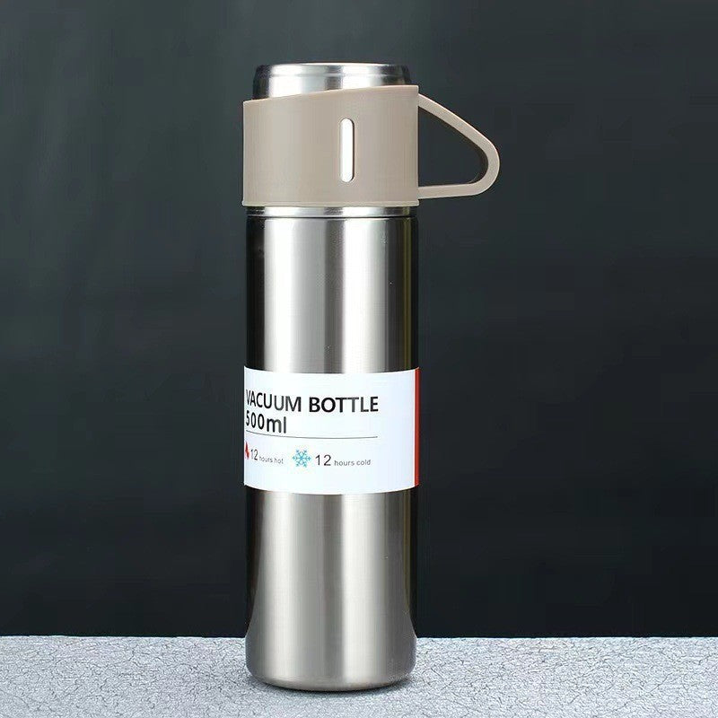 A cup of three-lid thermos cup portable fashion gift box set stainless steel cup - Korvel