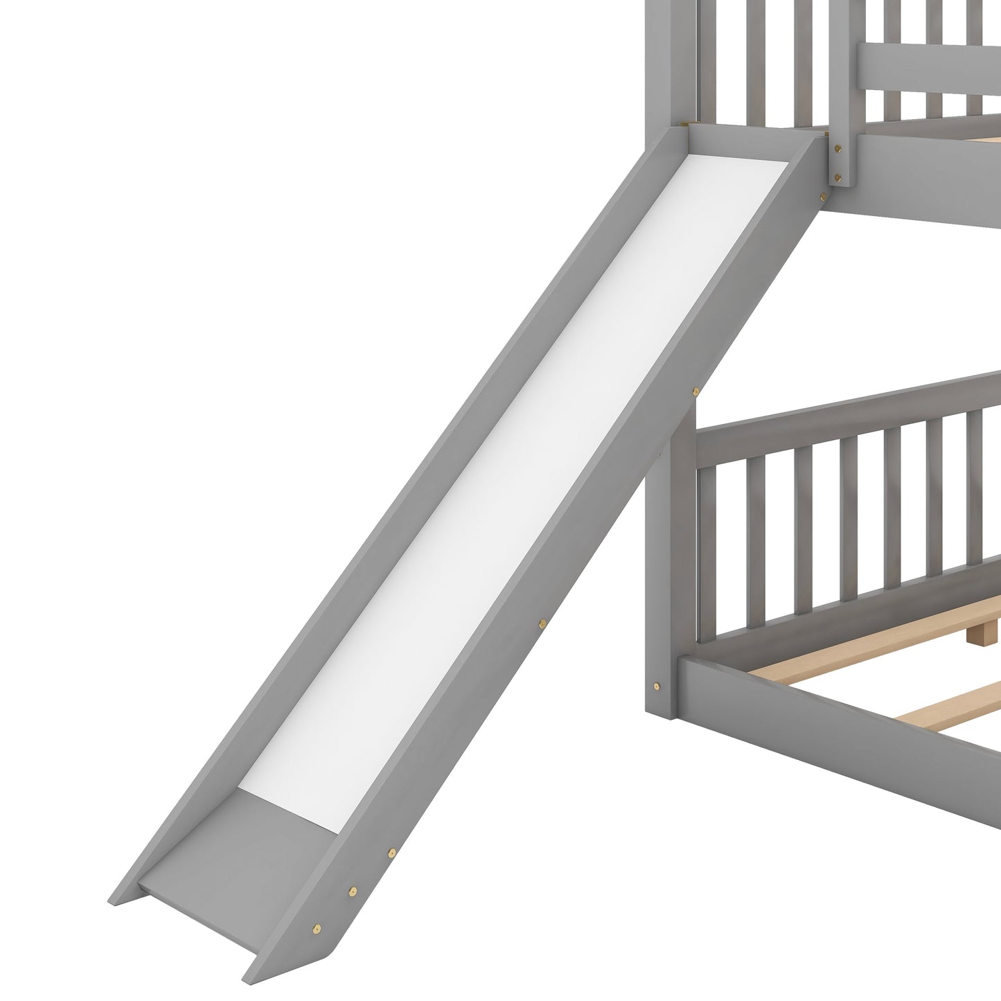 Full over Full Bunk Bed with Convertible Slide and Ladder  Gray - Korvel