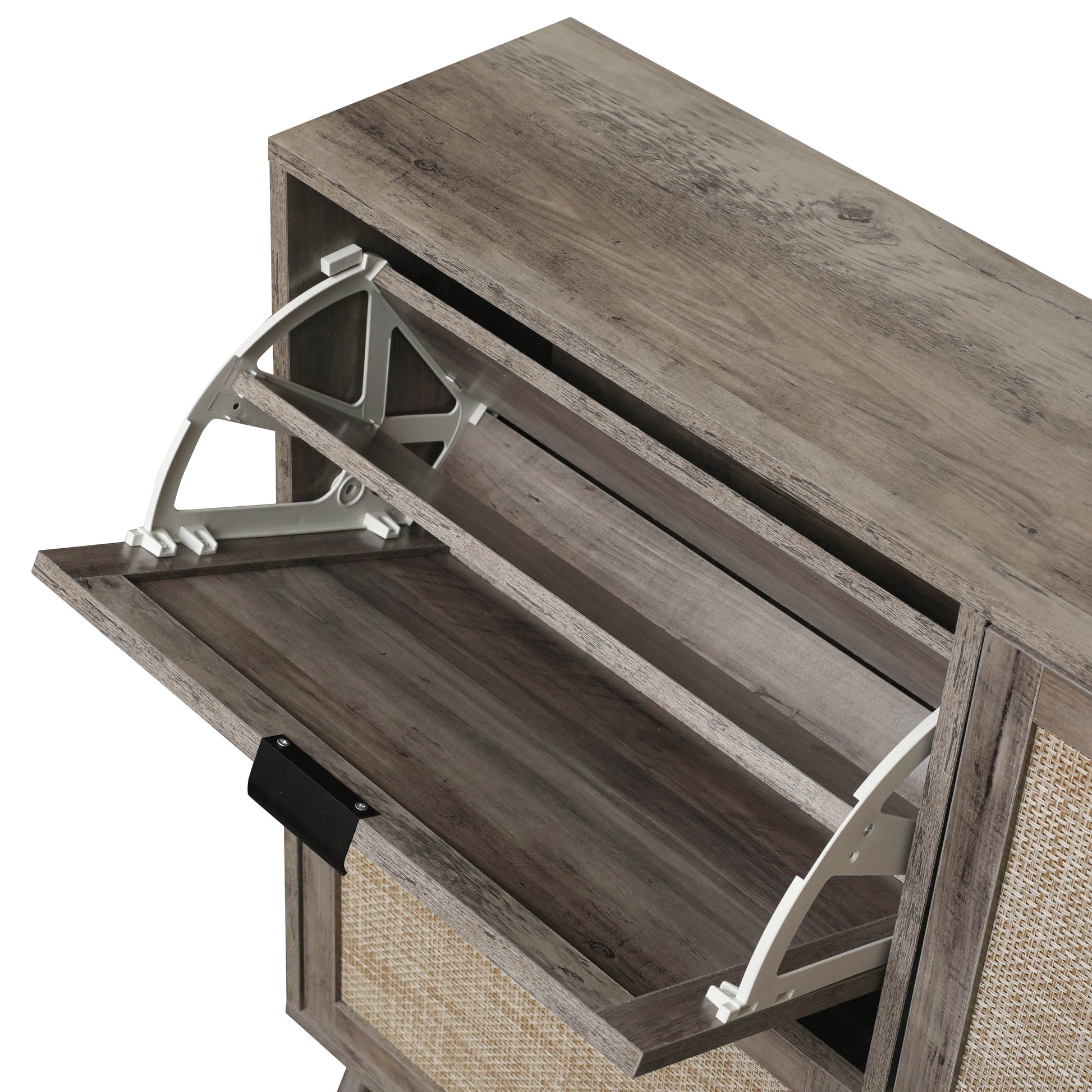 4 Door Shoe Rack, Freestanding Modern Shoe Storage Cabinet, for Entryway - Korvel