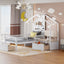 Twin Size House Bed with Upholstered Sofa and Charging Station