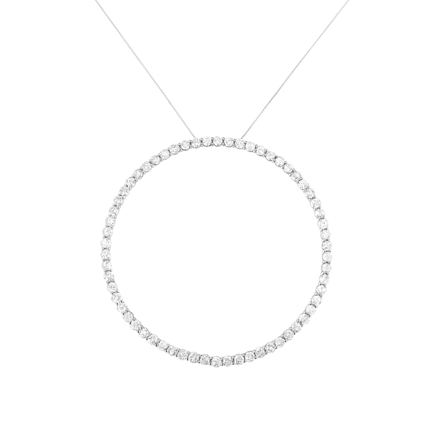 Collier Pendentif Ouvert en Cercle en Argent Sterling .925 avec Diamants de 5.0 Cttw