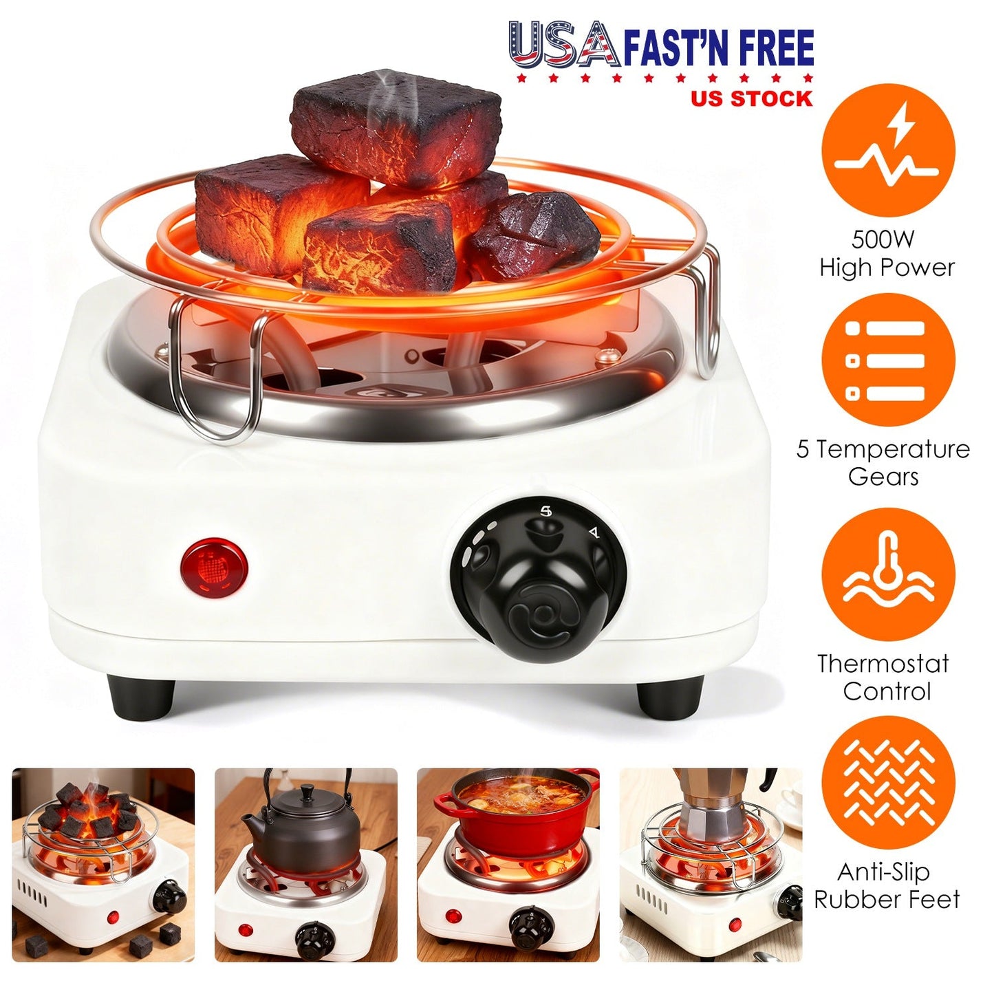 Quemador de Carbón Eléctrico Premium para Hookah y Shisha