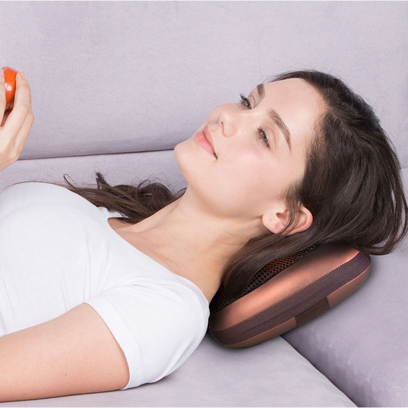 electric massage pillow Infrared Heating Kneading Neck Shoulder Back Car Chair Shiatsu Massager Mat Device - Korvel