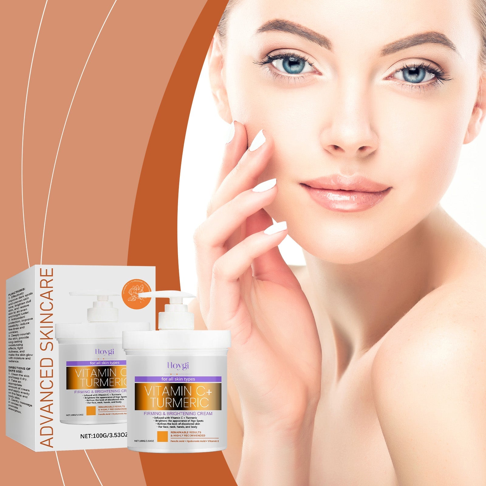 Turmeric Vitamin C Firming And Brightening Cream Hydrates, Moisturizes, Nourishes And Moisturizes Skin And Beautifying Body Cream - Korvel