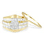 Ensemble de Bagues de Fiançailles en Or Jaune 14K avec Diamants en Cluster en Forme de Chevron - Tai