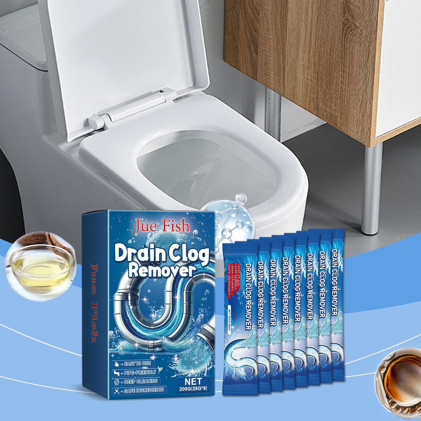 Pipe Dredging Cleaning Powder Clean Dissolves Drain Pipe Powder Oil, Clogs And Deodorizes - Korvel