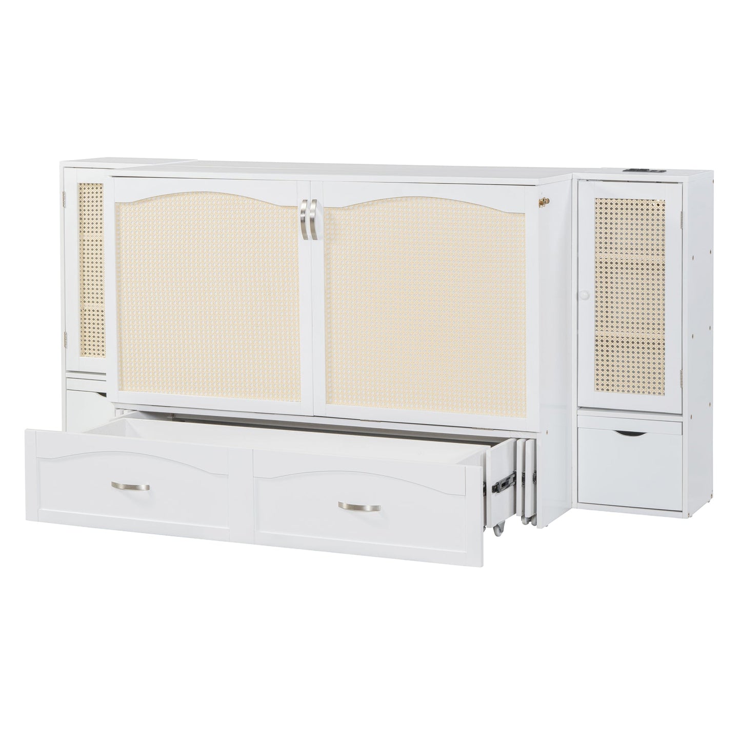 Cama Murphy Grande Blanca con Cajones y Armarios de Almacenamiento
