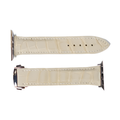 White Bone Matte Alligator Apple Watch Band