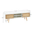 55.12" Rattan TV cabinet double sliding doors for storage adjustable shelf solid wood legs TV console for living room  White - Korvel