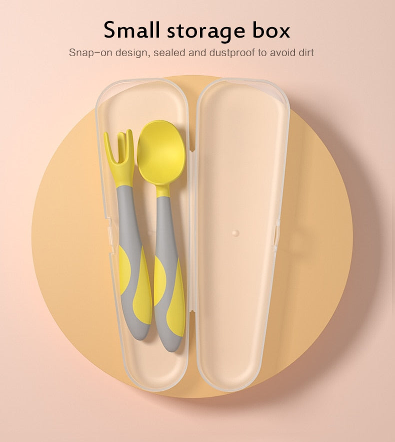 Spoon For Baby Utensils Set Auxiliary Food Silicone Gel Spoon Baby Learn To Eat Training Bendable Soft Spoon Children Tableware - Korvel