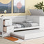 Twin Size Daybed with Storage Arms  Trundle and Charging Station White - Korvel